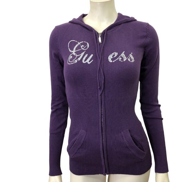 GUESS FULL ZIP LIGHT HOODIE SWEATER Md NEW WITHOUT TAG - Picture 3 of 8